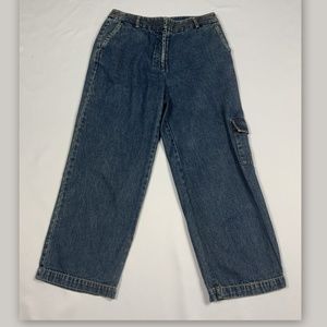 CHARTER CLUB *Katherine Fit*  6 Blue Denim Streaked Lyocell Cargo Cropped Jeans